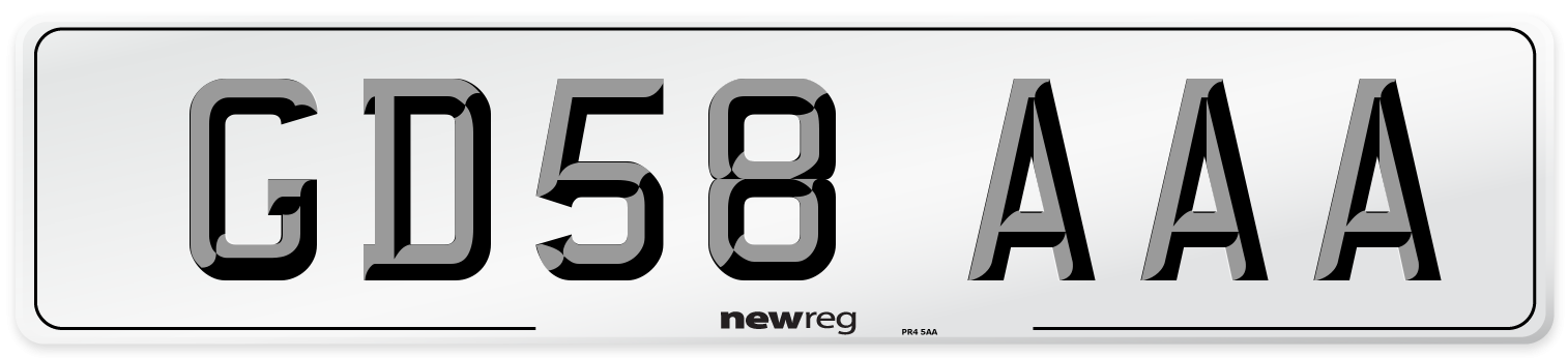 GD58 AAA Number Plate from New Reg